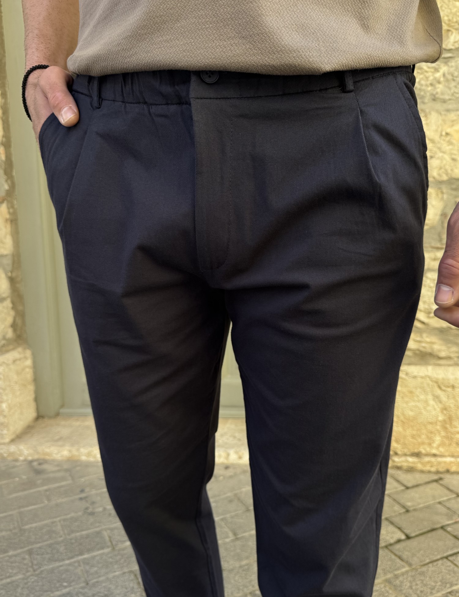 Ανδρικό μπλε υφασμάτινο παντελόνι με πιέτα PNT5002N φωτογραφία